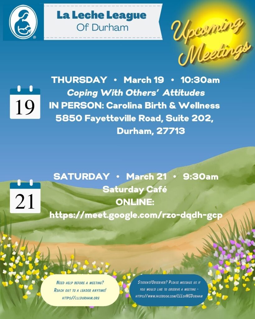 LLL Durham Meets March 19 and 21 meetings